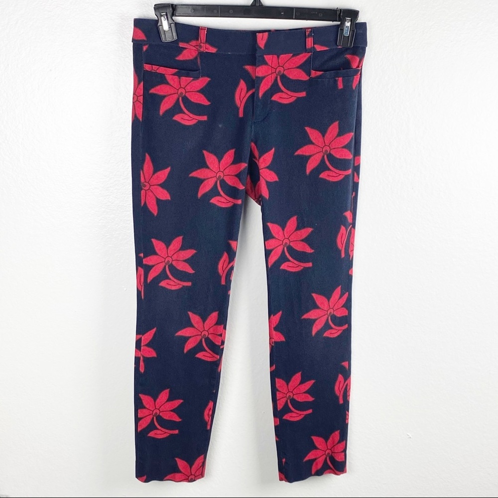 BANANA REPUBLIC Sloan Women’s 4 Navy Red Floral Casual Office Work Boho Pants